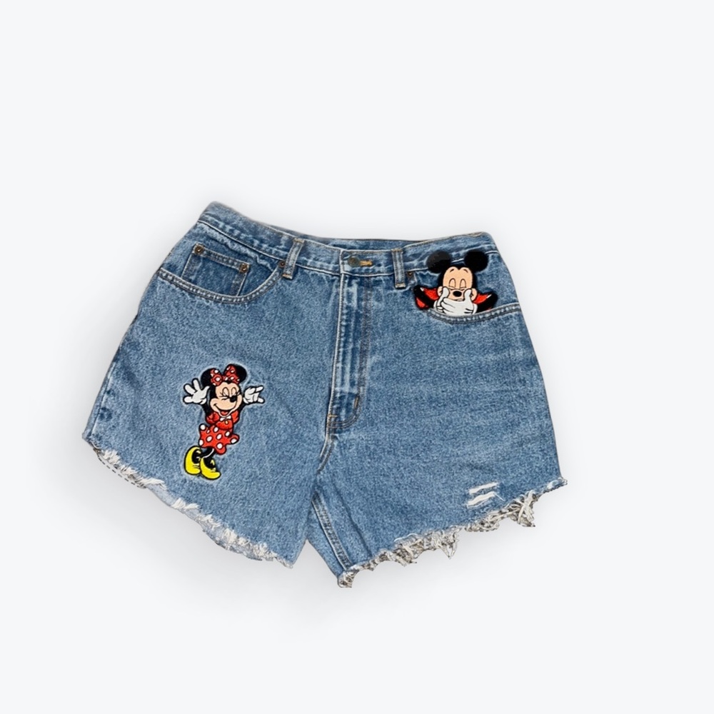 Mickey and Minnie Embroidered Cutoff Shorts
